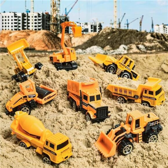 12 in 1 Construction Truck Toys Set for Toddlers, Carrier Truck with 12 Mini Car - Picture 5 of 7